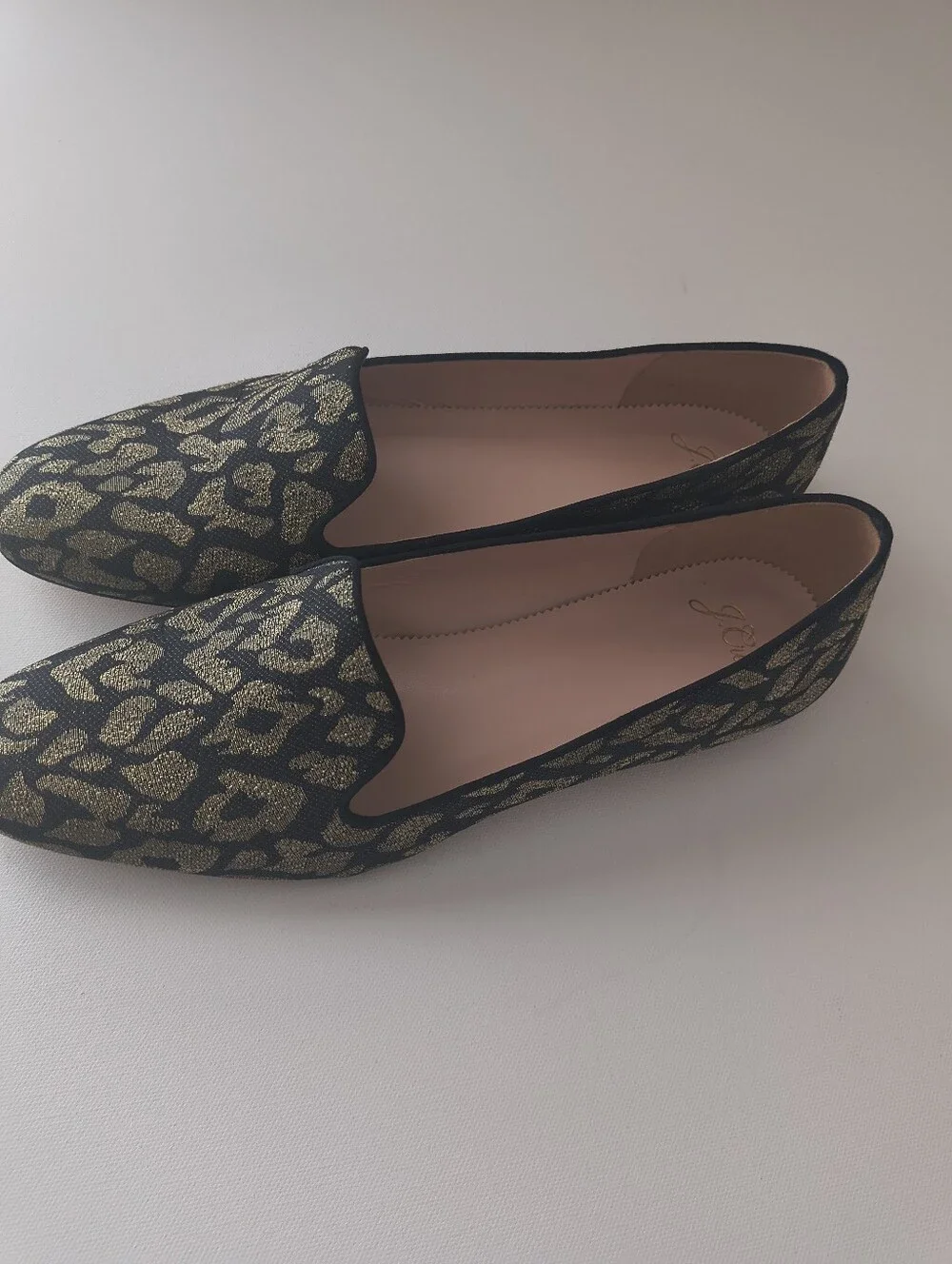 J.Crew Gold Leopard Print Flat Loafers - Women
